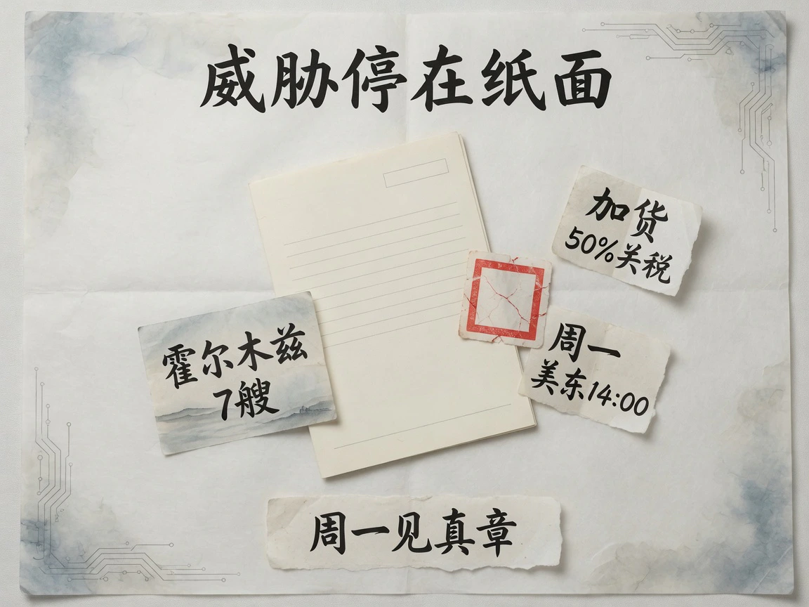 威胁停在纸面：霍尔木兹可见船7艘，财政部记者会钉在周一美东14:00，约200亿美元加拿大货50%关税周六生效