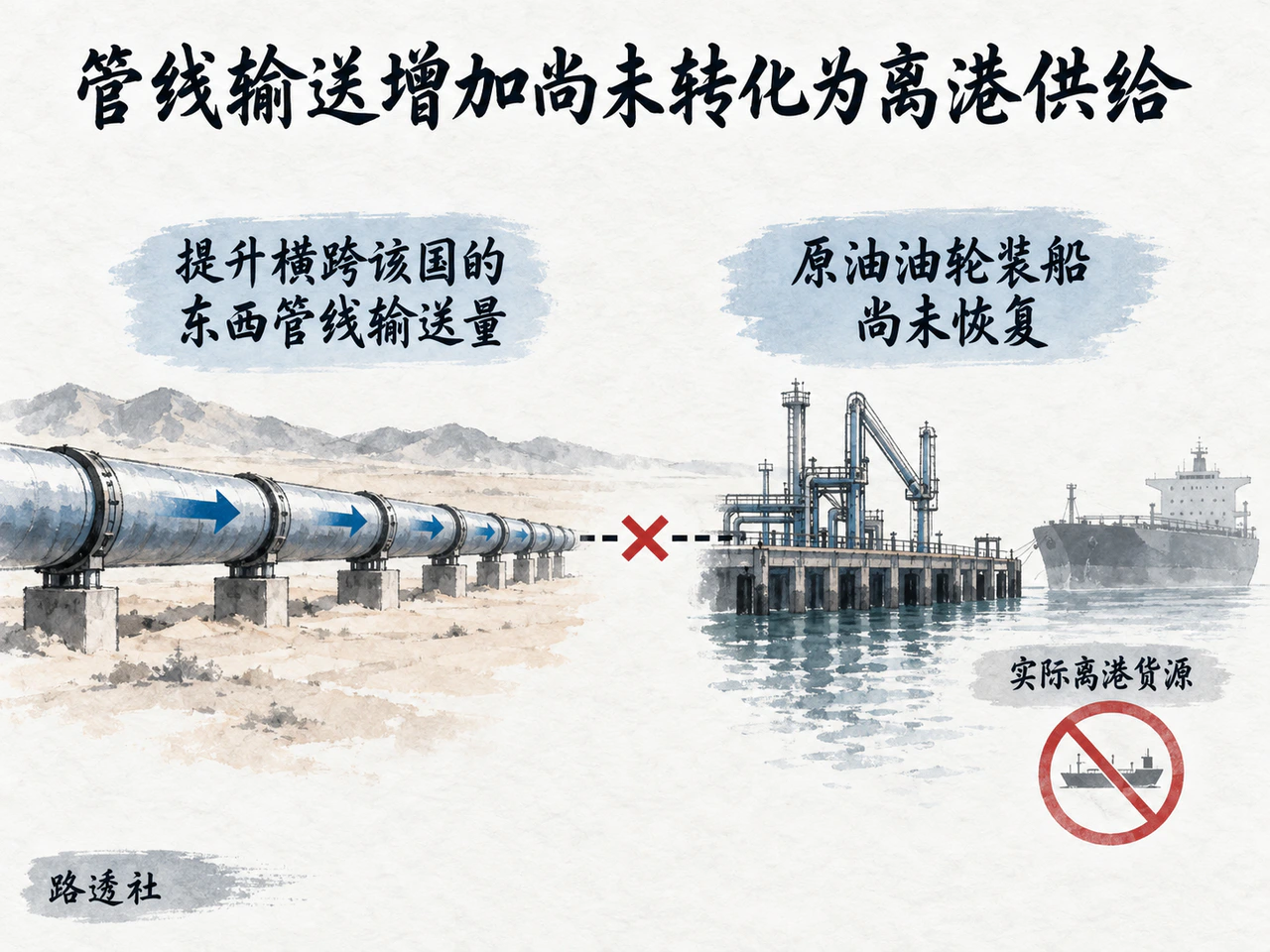 沙特东西管线输送量提高，但延布原油装船尚未恢复。