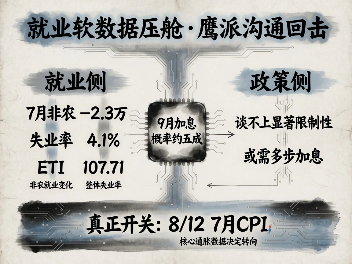 宏观与政策:就业软数据压舱,鹰派沟通与9月概率约五成