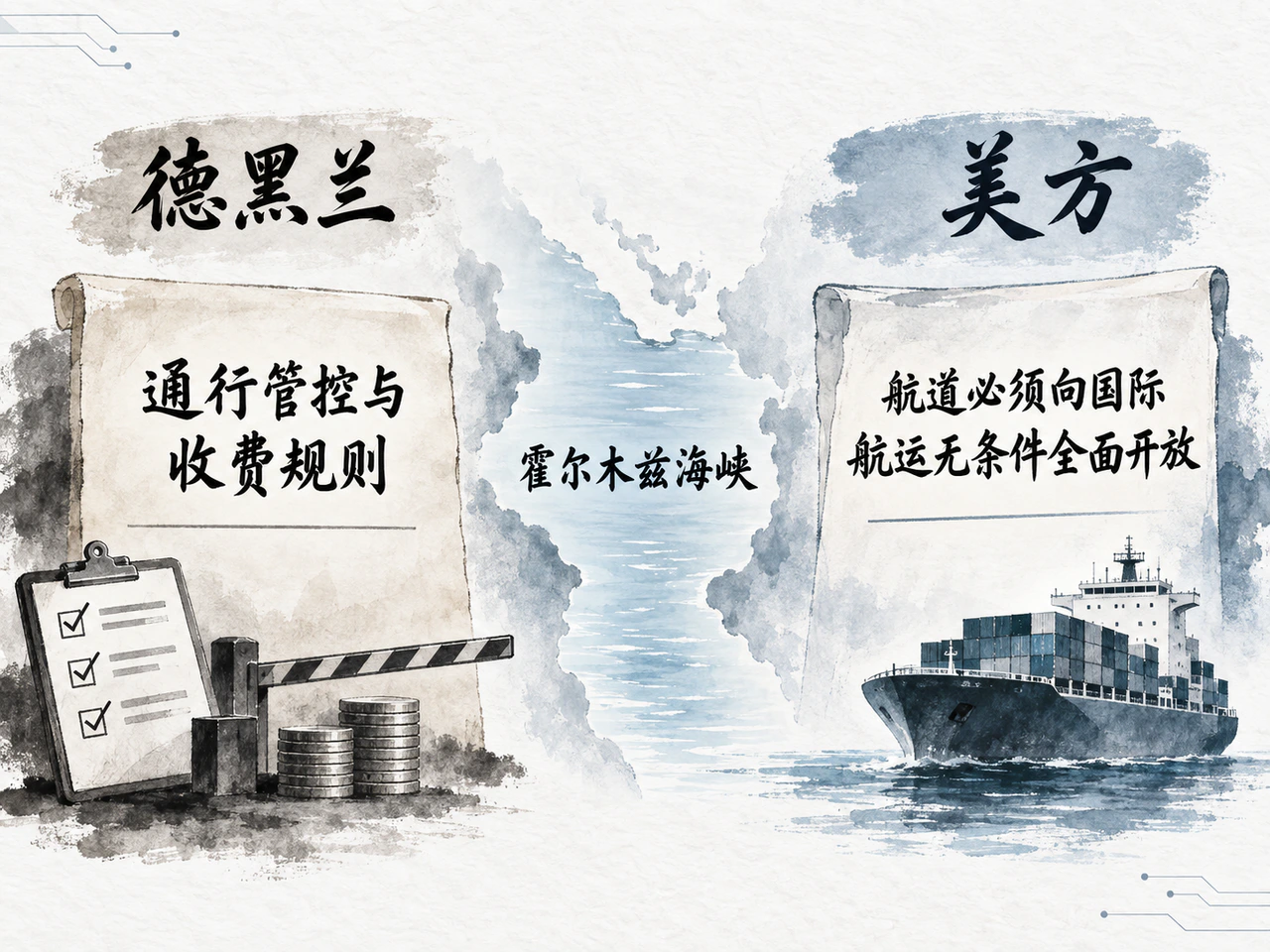 美伊对霍尔木兹海峡通行规则的分歧仍未消除。
