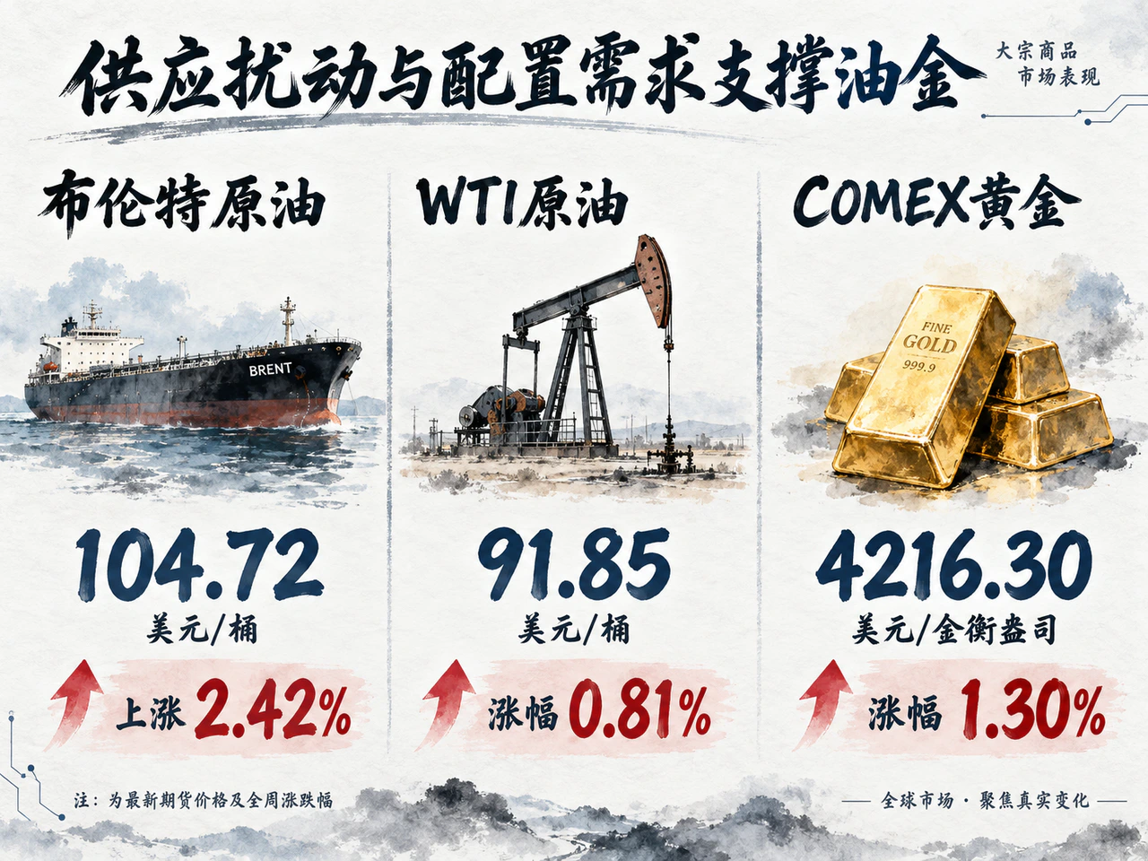 油金周收盘价格与涨幅