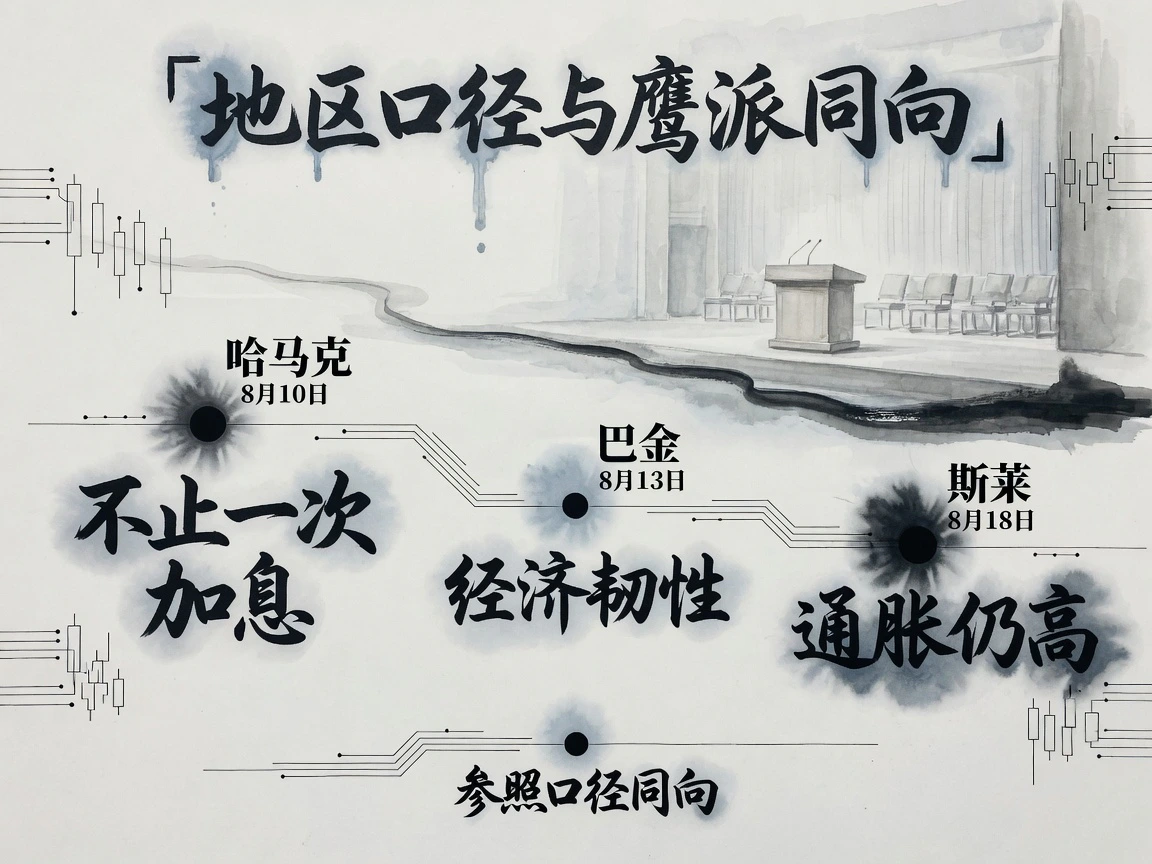 哈马克8月10日称不止一次加息,巴金8月13日强调经济韧性,斯莱8月18日称通胀仍高