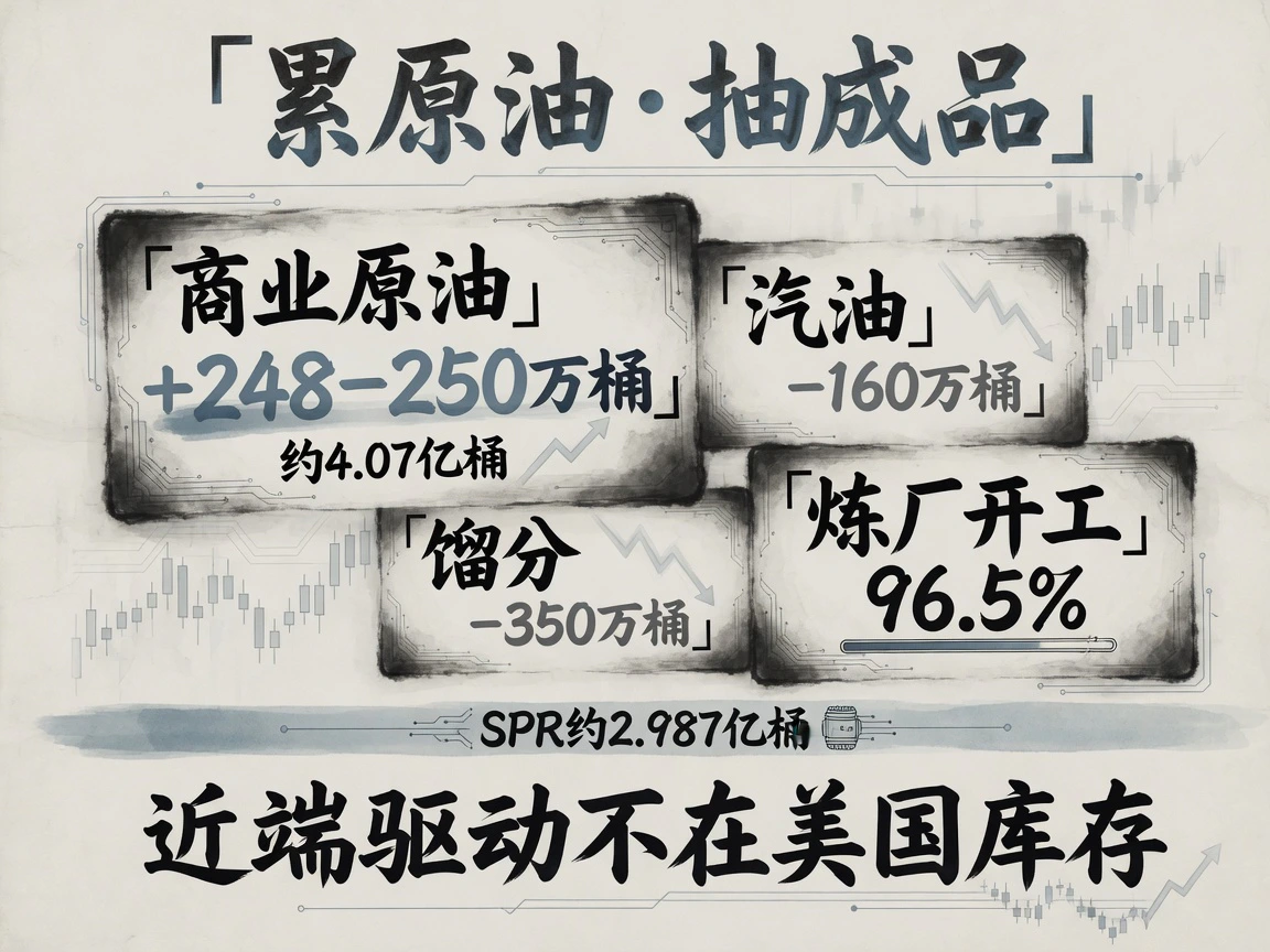 美国累原油抽成品与炼厂开工库存信息图