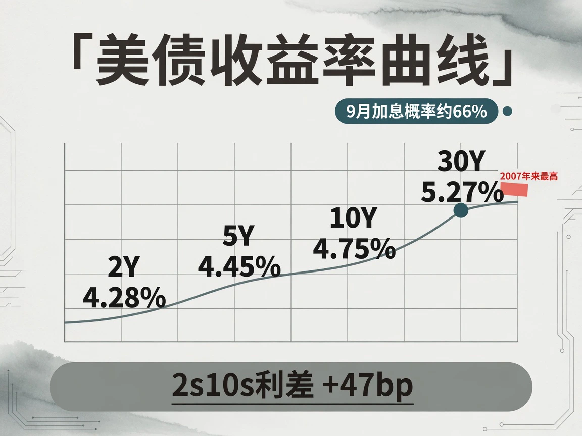 美债收益率曲线:2Y 4.28%、30Y 5.27%创2007年来最高,9月加息概率约66%