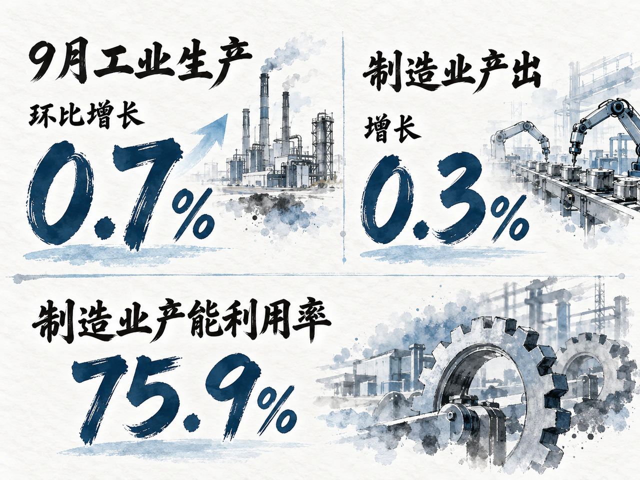 9月美国工业生产增长0.7%,制造业增长0.3%,制造业产能利用率75.9%