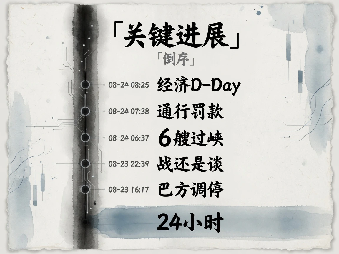 关键进展倒序:08:25经济D-Day、07:38通行罚款、06:37六艘过峡、22:39战还是谈、16:17巴方调停