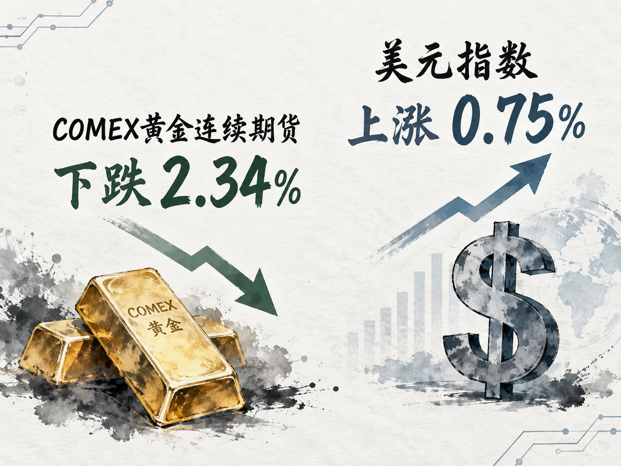 黄金周跌2.34%,美元指数周涨0.75%。