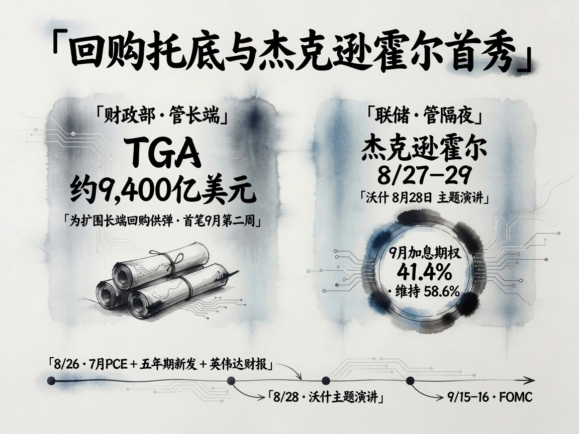 回购托底与杰克逊霍尔首秀:TGA约9,400亿供弹,9月加息期权41.4%