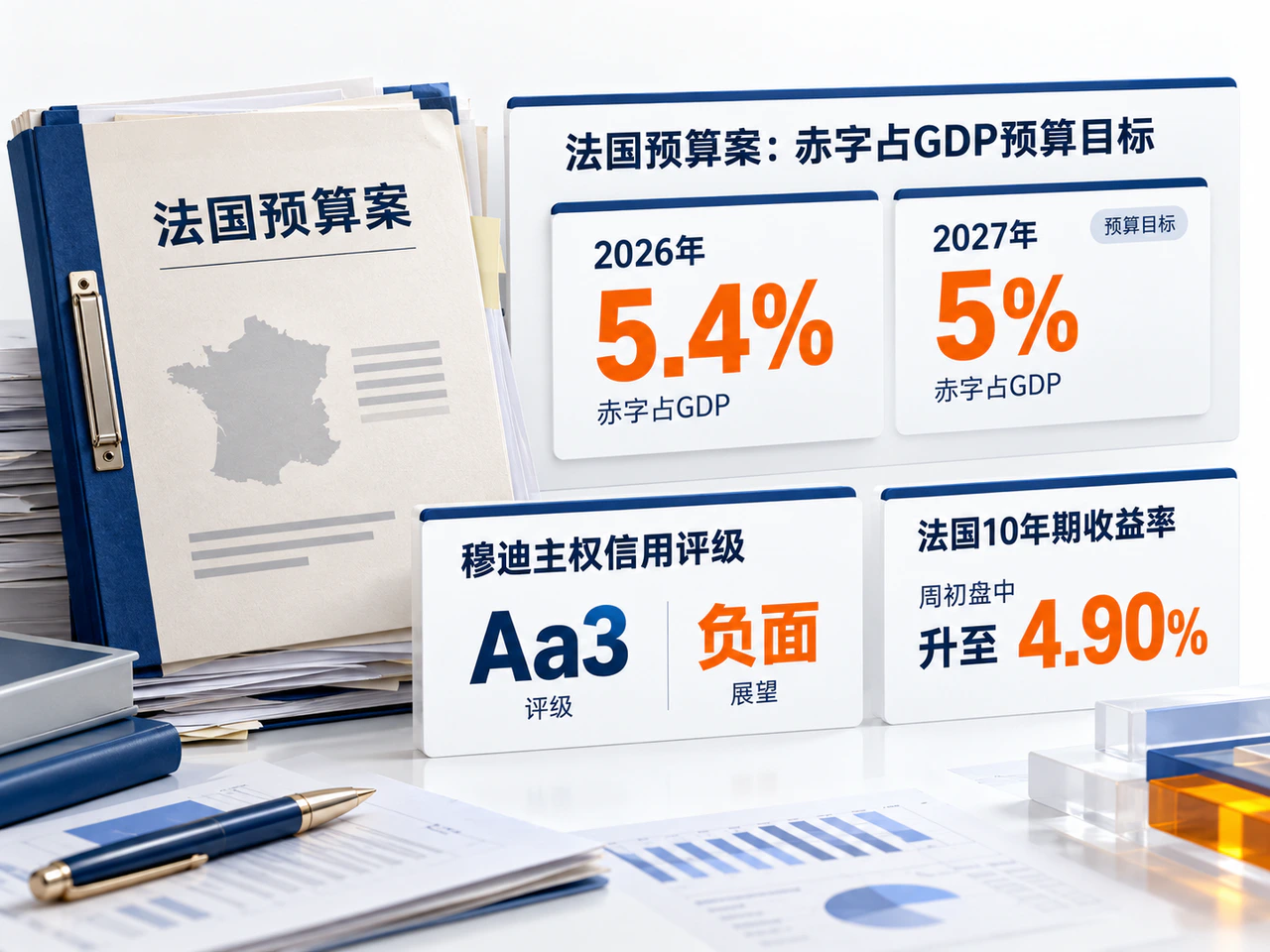 French deficit targets, Aa3 negative outlook and an early-week yield observation
