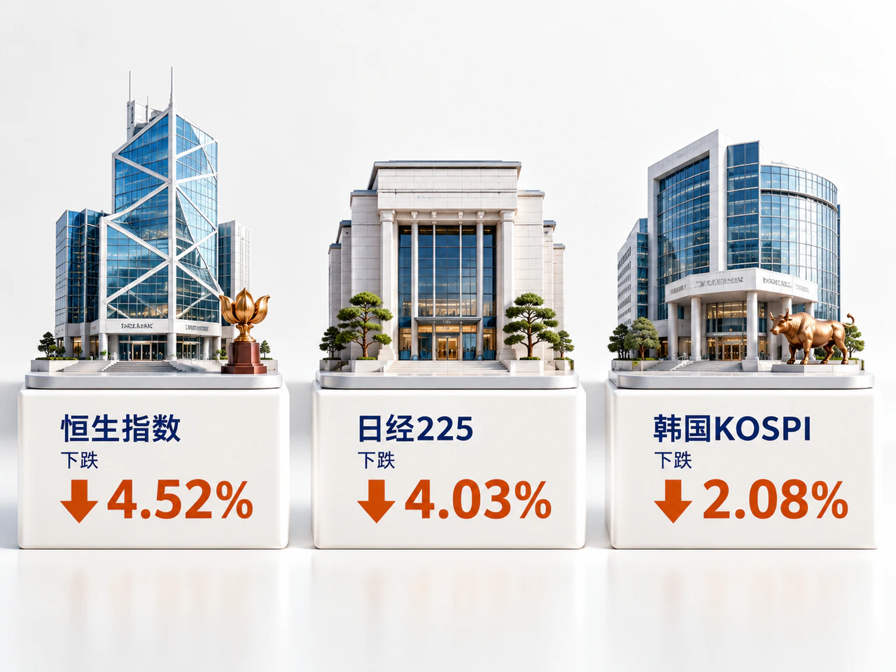 Hang Seng, Nikkei 225 and KOSPI weekly declines