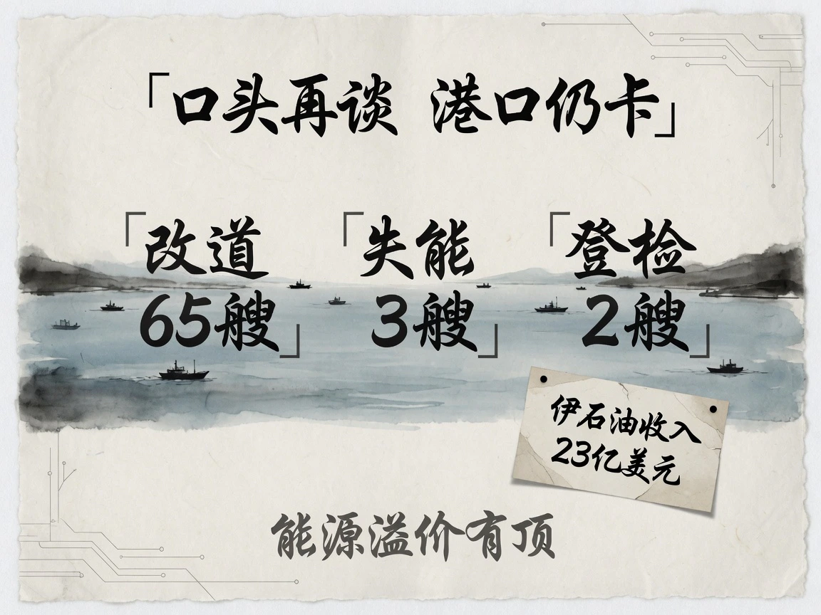 口头再谈港口仍卡:改道65艘、失能3艘、登检2艘,伊拉克石油收入23亿美元,能源溢价有顶
