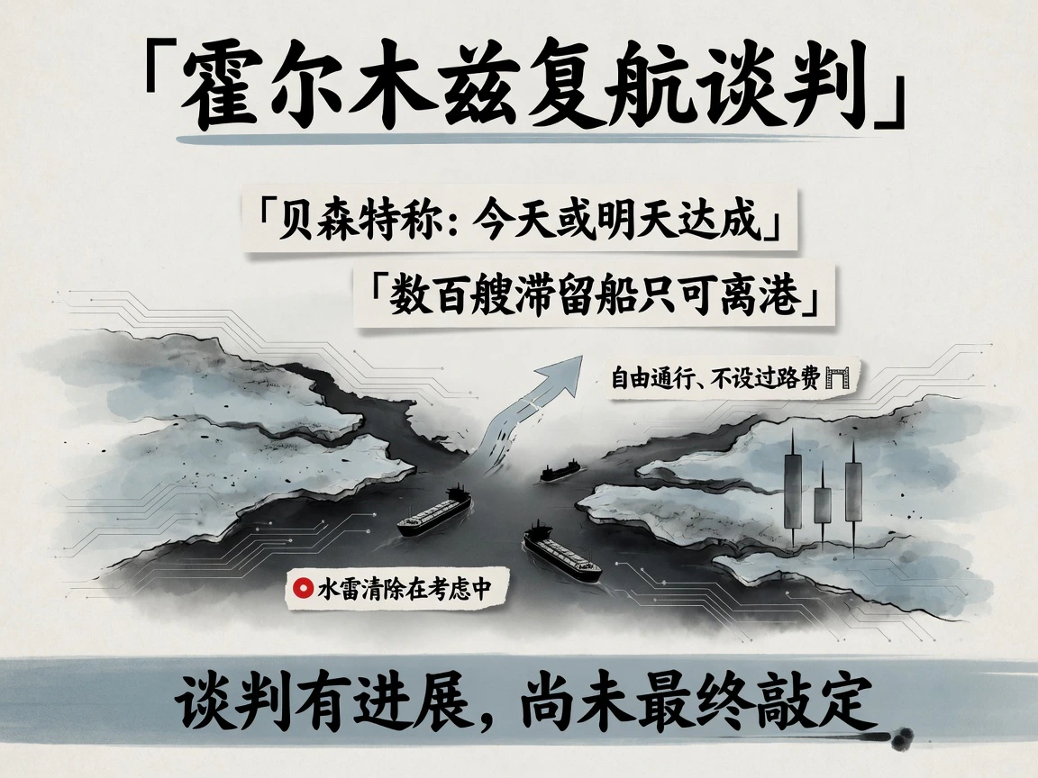 霍尔木兹复航谈判：贝森特称今天或明天达成、数百艘滞留船只可离港、考虑清除水雷、风险清单仍在