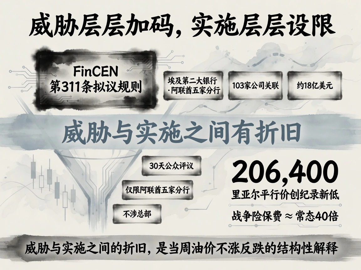 威胁层层加码实施层层设限：FinCEN第311条拟议规则、阿联酋五家分行、约18亿美元；里亚尔206,400创新低