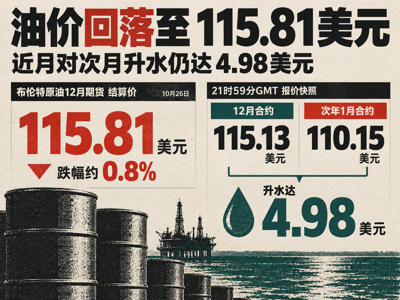 Brent settlement and a separate December–January spread snapshot.