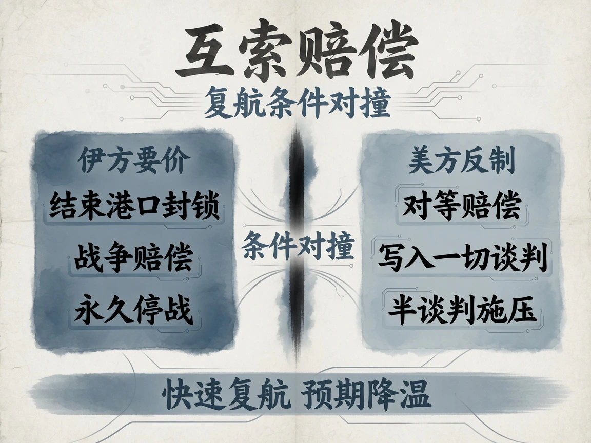 互索赔偿:伊美复航条件对撞加码对比图