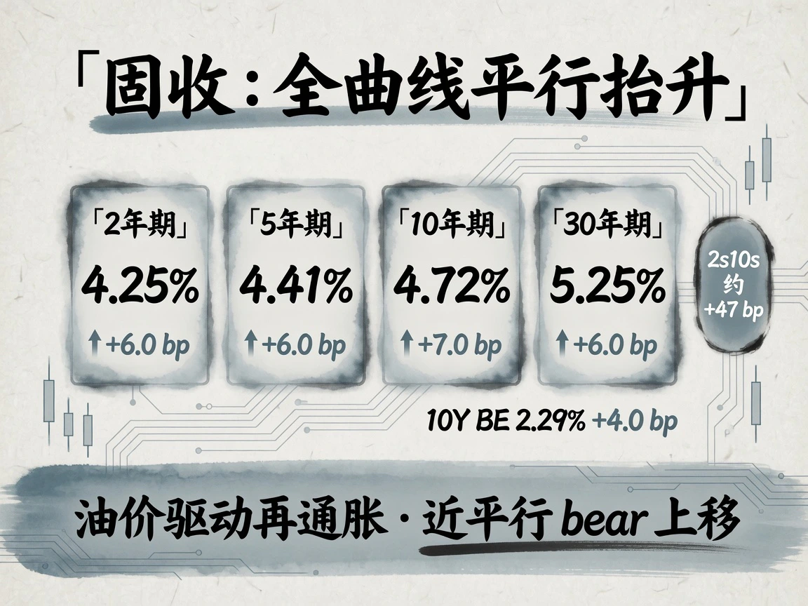 固收:美债全曲线平行抬升,2Y+6bp、10Y+7bp至4.72%