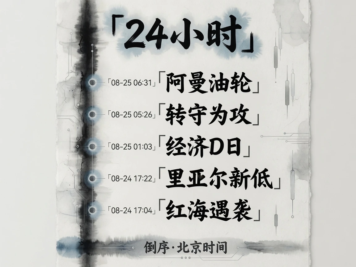 24小时关键进展倒序:06:31阿曼油轮、05:26转守为攻、01:03经济D日、17:22里亚尔新低、17:04红海遇袭