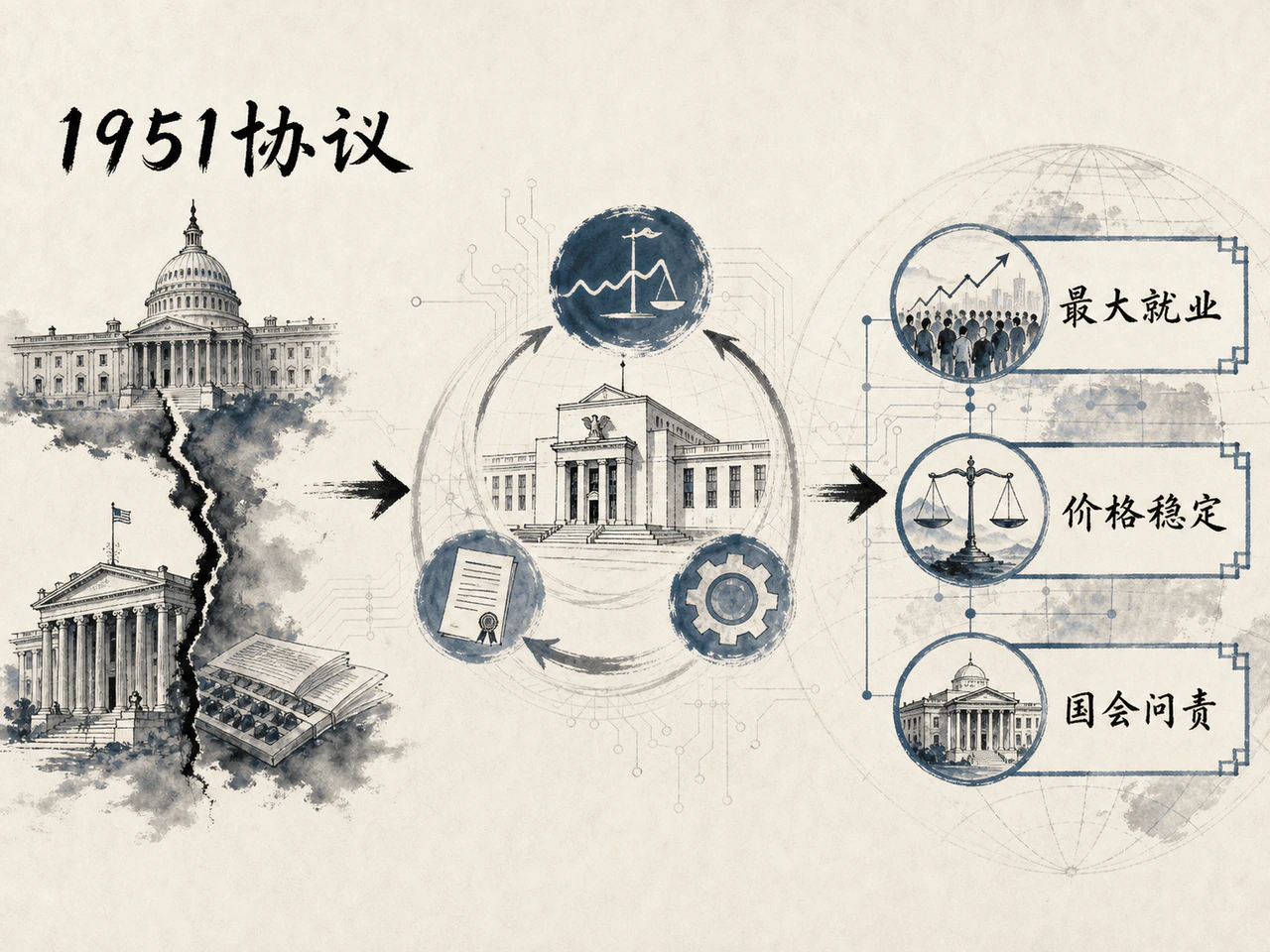 财政货币分离与双重使命演变图