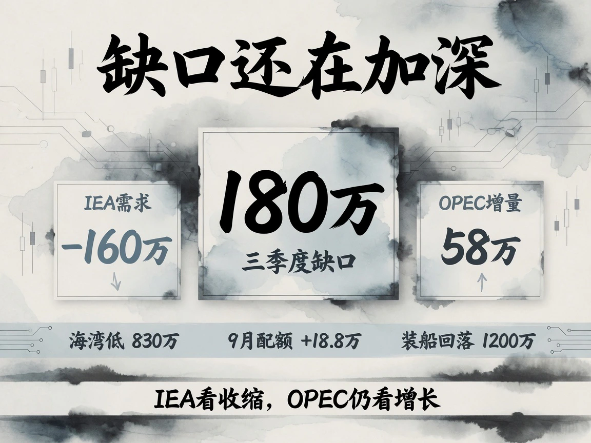 三季度缺口约180万桶/日，IEA与OPEC同时下修需求