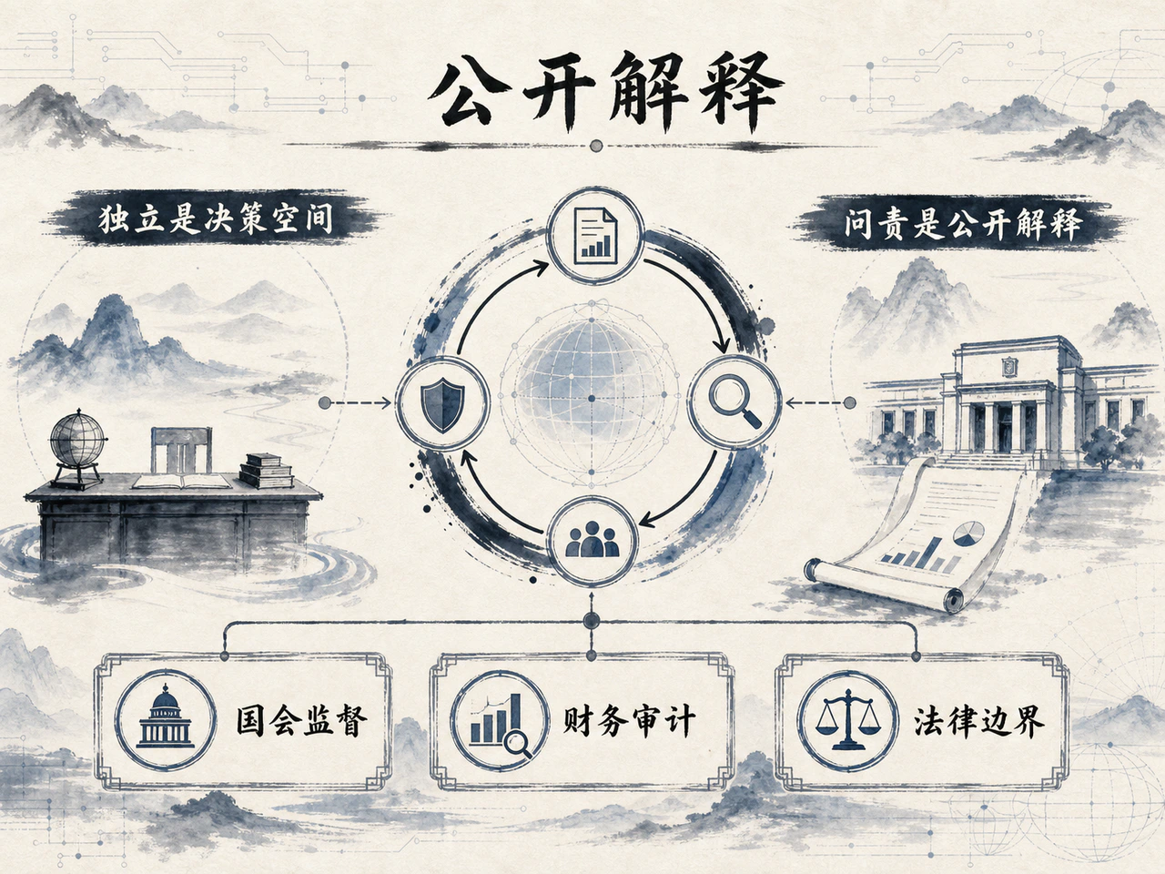 美联储独立性与问责闭环图