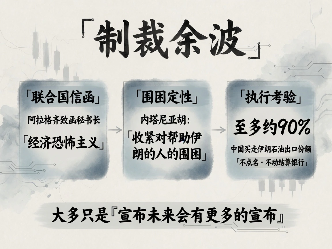 制裁余波:联合国信函定性经济恐怖主义、收紧围困口径、中国买走伊朗至多约90%石油出口、贝森特未点名未动结算银行