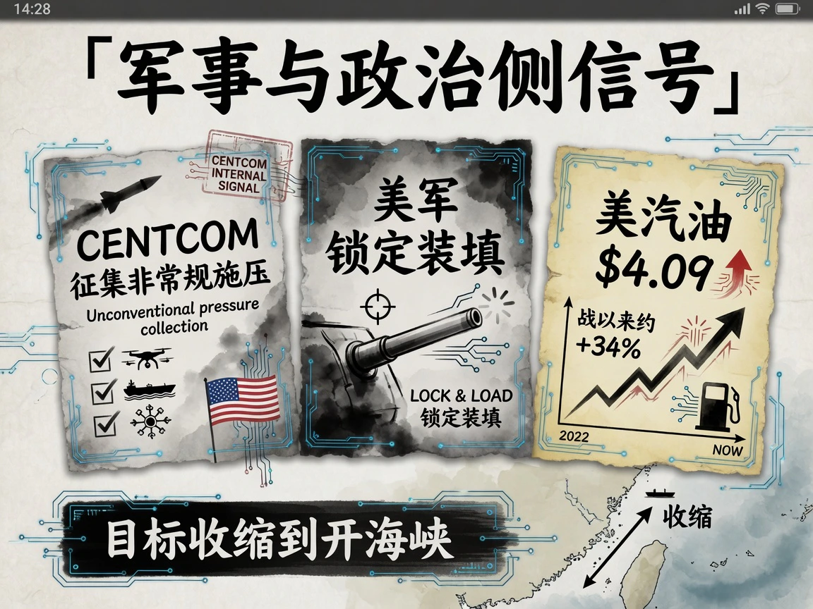 军事与政治侧信号:CENTCOM征集非常规施压、锁定装填、美汽油4.09约+34%
