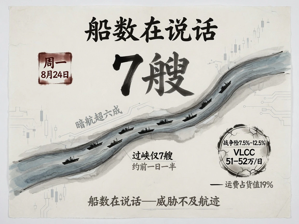 霍尔木兹过峡仅7艘,暗航超六成,VLCC日租51–52万,运费占货值19%