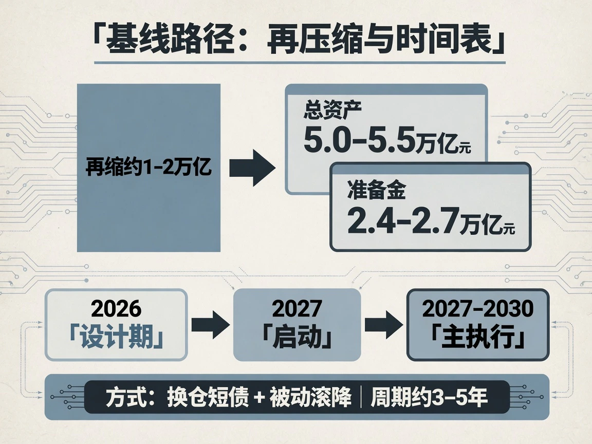 基线路径：再压缩规模、终点区间与3至5年节奏