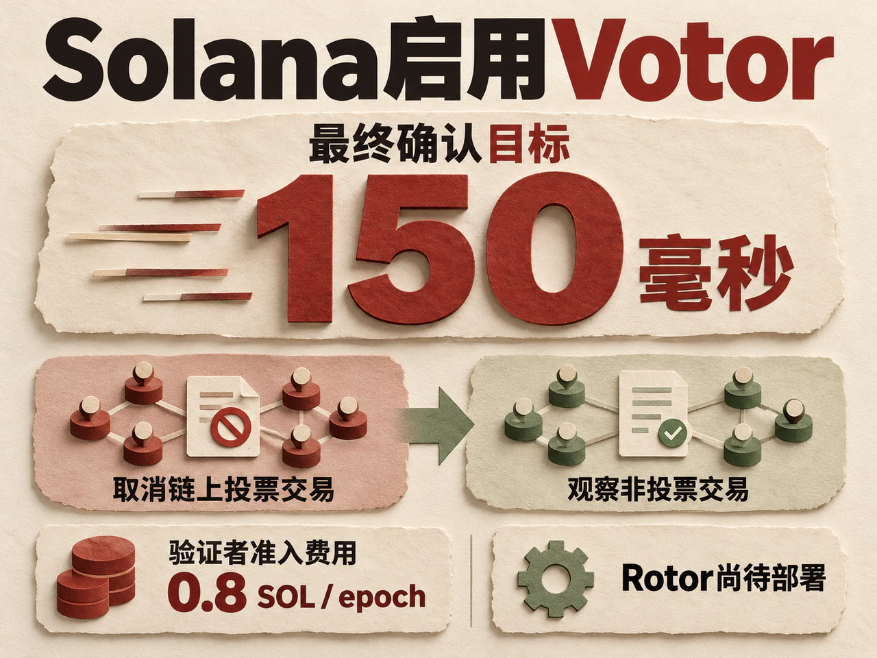 Votor targets 150-millisecond finality and replaces vote-transaction fees with 0.8 SOL per epoch.