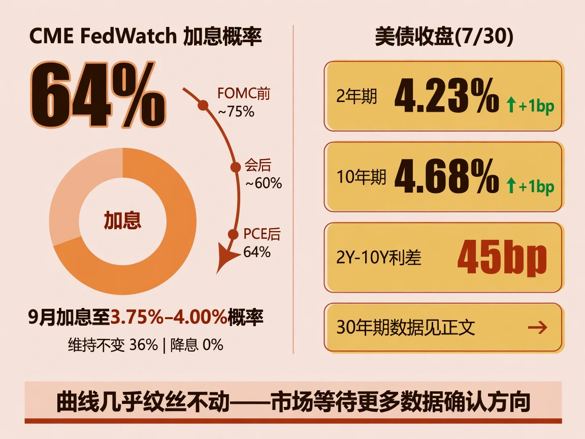 市场定价:9月加息概率64%,美债收益率信息图