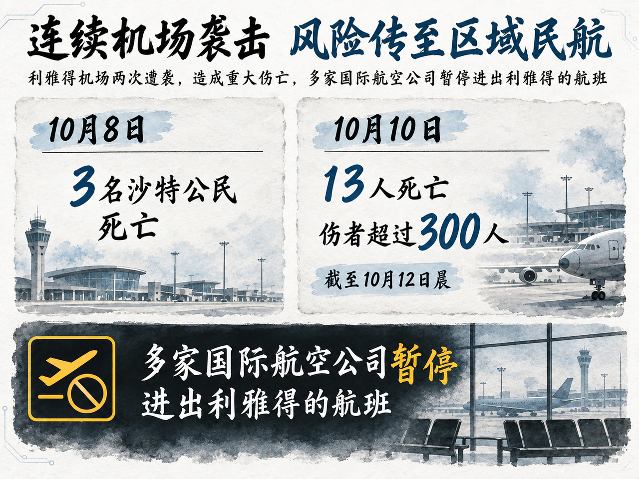 利雅得机场遇袭与国际航空公司暂停航班