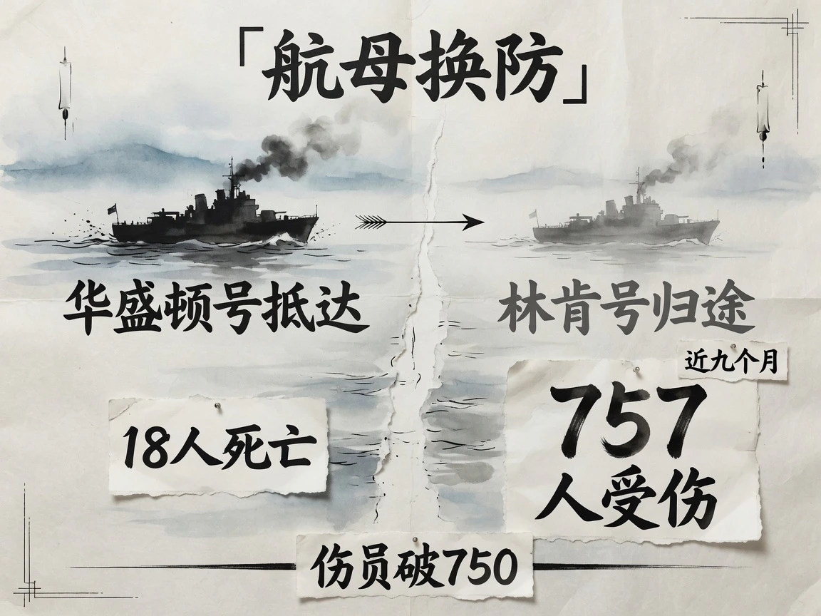 航母换防：华盛顿号抵达、林肯号归途超期近九个月；开战以来美军18死、757伤，伤员破750