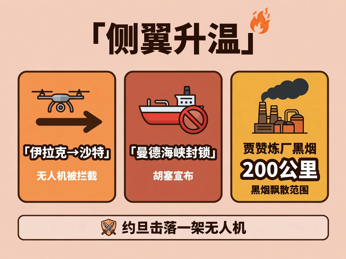 侧翼升温:伊拉克方向无人机、曼德封锁、贾赞炼厂黑烟