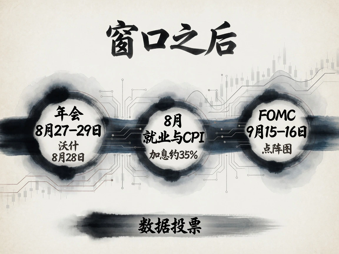 接下来看杰克逊霍尔8月27–29日、沃什8月28日演讲、8月就业与CPI,以及9月15–16日点阵图