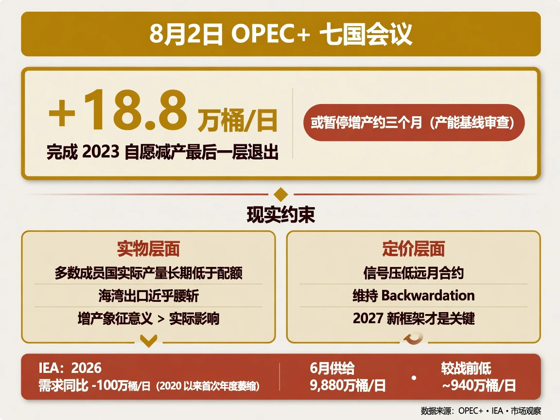 OPEC+8月2日会议——增产18.8万桶/日，实物约束大于象征意义