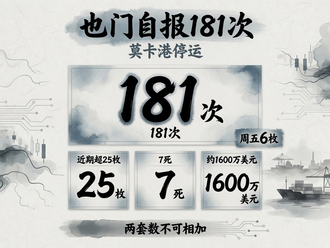 也门自报181次打击;莫卡港超25枚、7死、约1600万美元,港口停运