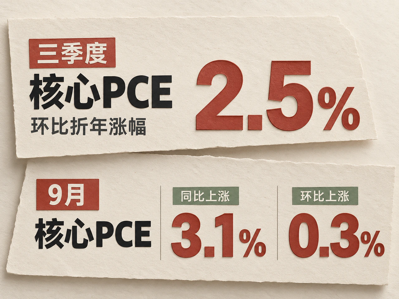 Core PCE inflation: 2.5% annualized quarter-on-quarter in Q3; 3.1% year on year and 0.3% month on month in September.