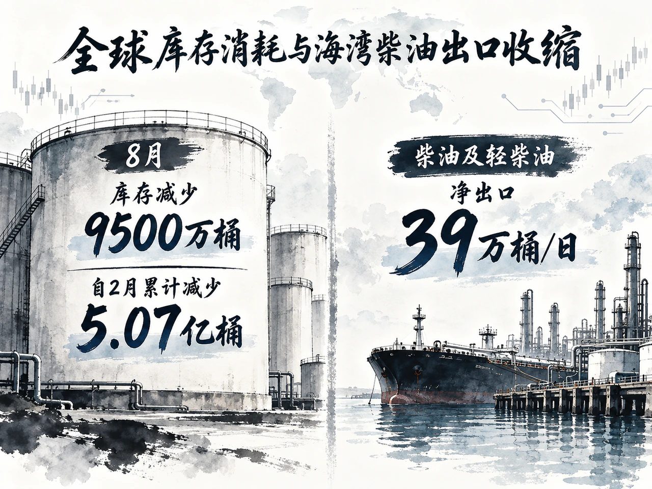 全球库存消耗与海湾柴油出口收缩
