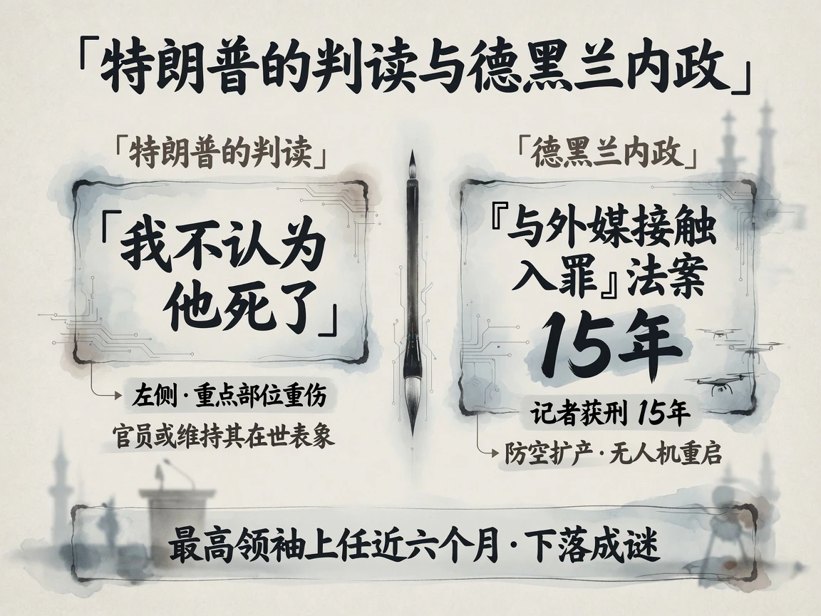 特朗普判读最高领袖重伤未死、维持表象,德黑兰内政:外媒接触入罪法案、记者获刑15年、防空扩产