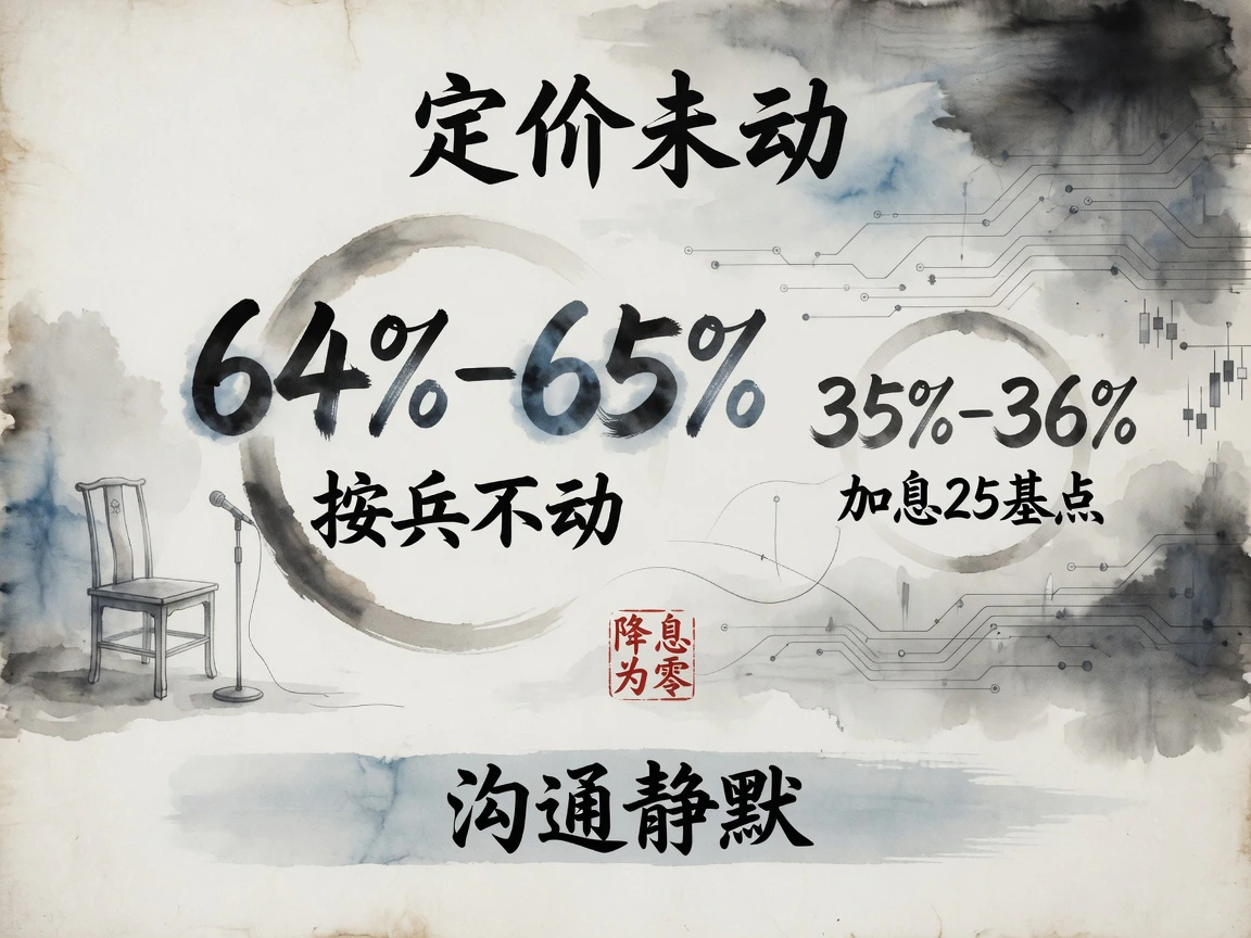 窗口内沟通静默;9月按兵不动约64%–65%,加息25基点约35%–36%,降息定价为零