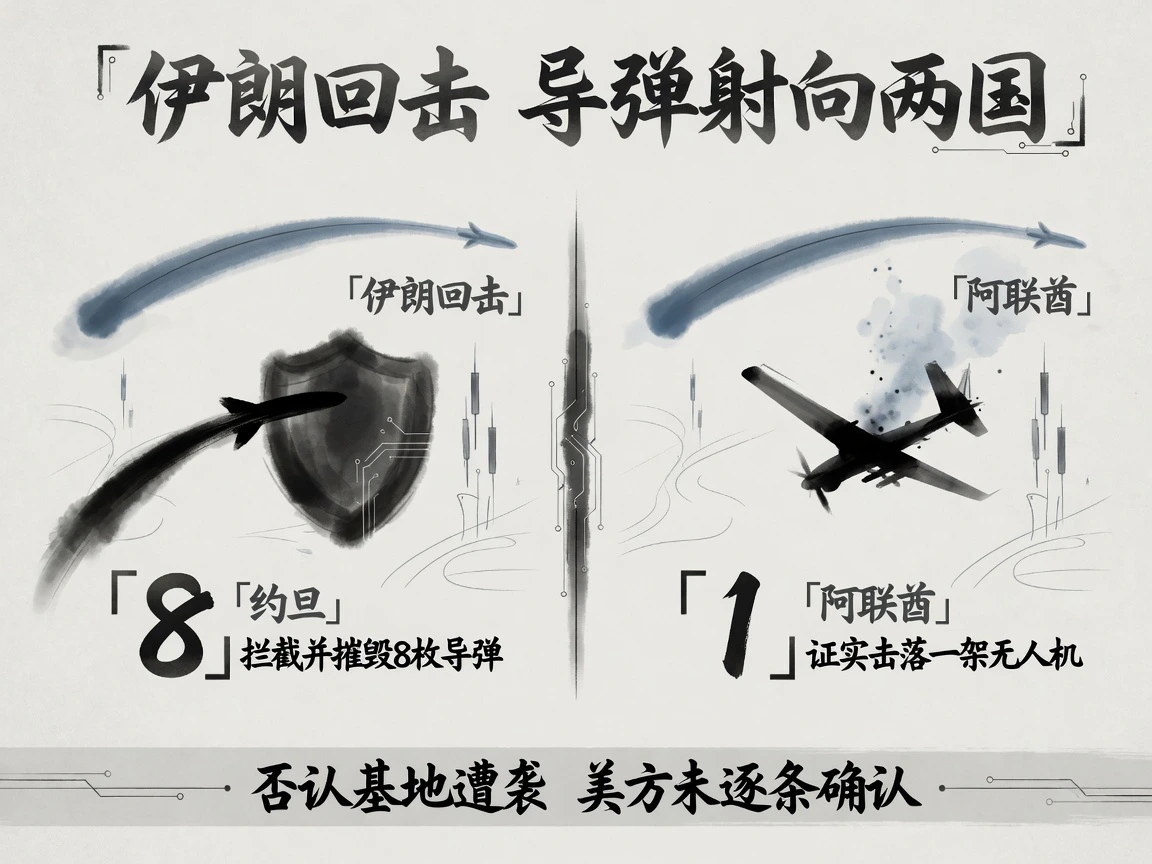 伊朗回击对照图:约旦拦截并摧毁8枚导弹,阿联酋证实击落一架无人机,美方未逐条确认
