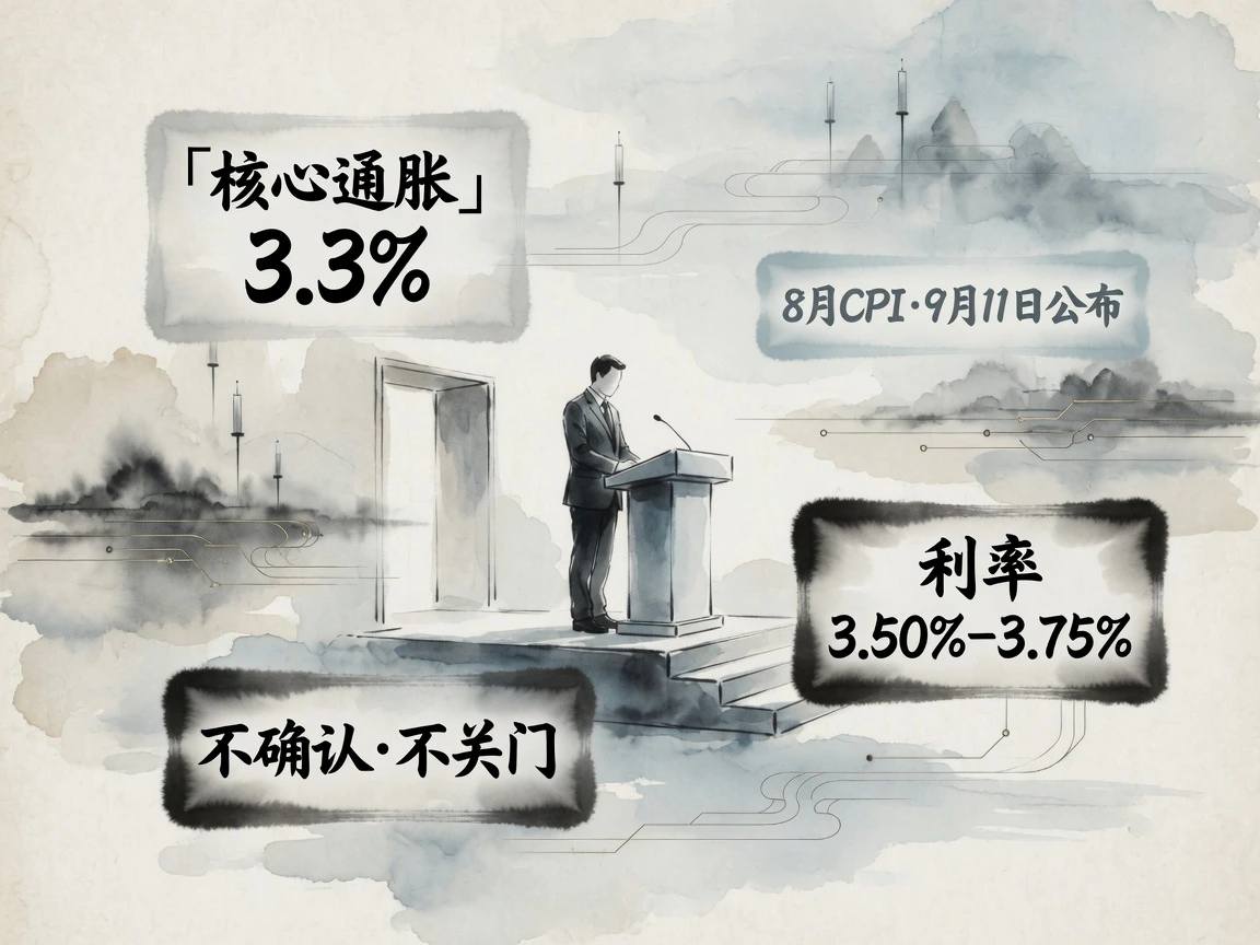 威廉姆斯发布会场景:核心通胀3.3%、利率3.50%到3.75%、不确认也不关门,8月CPI于9月11日公布