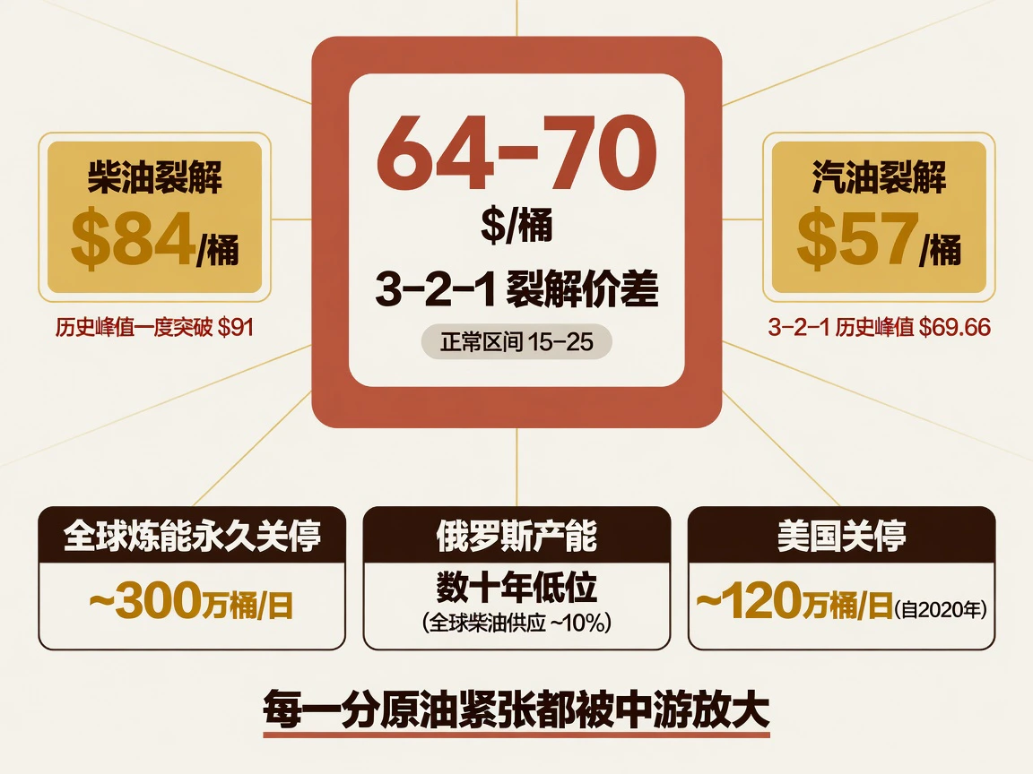 裂解价差高悬——3-2-1价差64-70美元/桶，炼能结构性短缺
