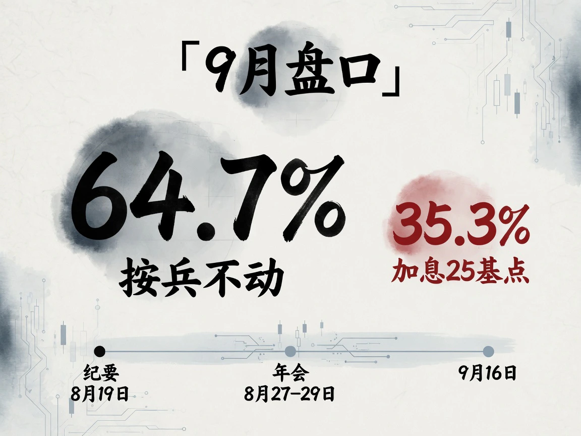 9月按兵不动约64.7%、加息25基点约35.3%;盯纪要8月19日、年会8月27–29日、9月16日会议