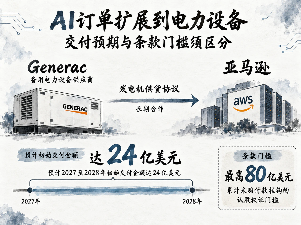 Generac预计2027至2028年初始交付24亿美元,采购门槛不等于保证收入