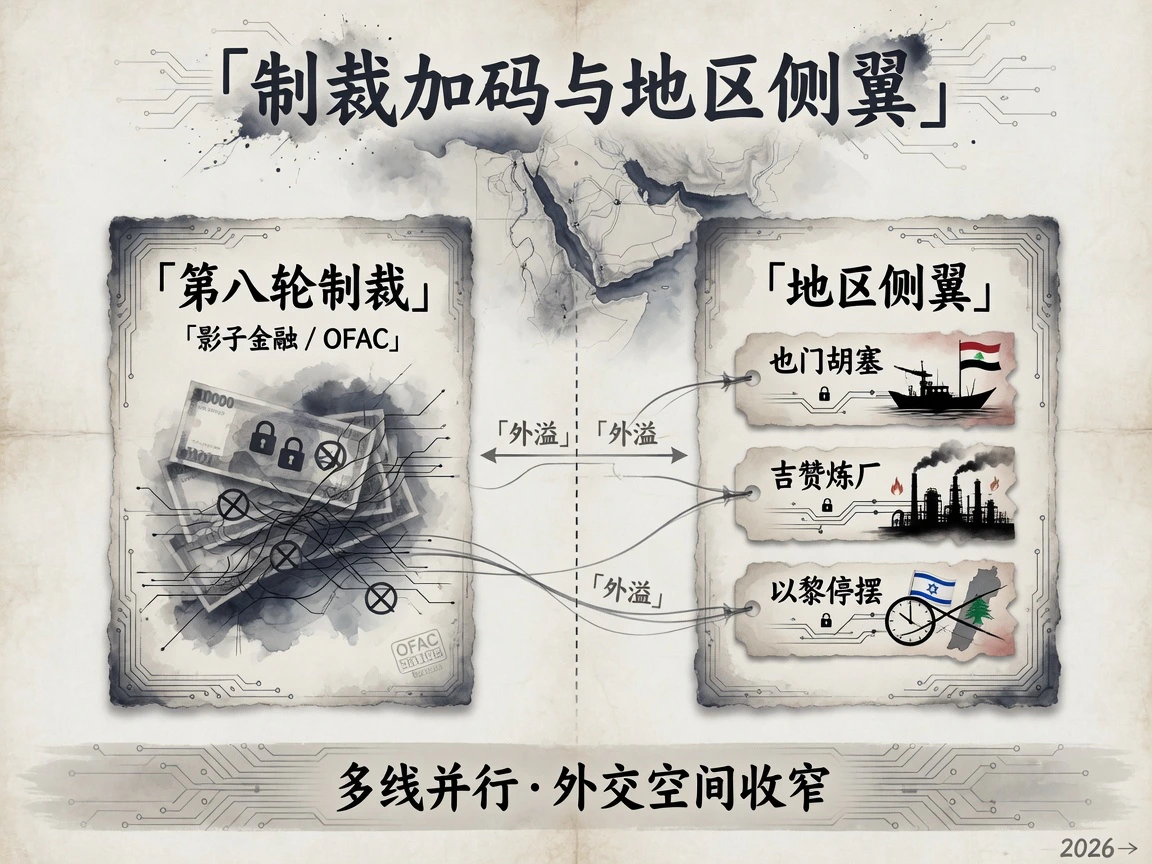 第八轮制裁与也门黎巴嫩地区侧翼双轨框架图