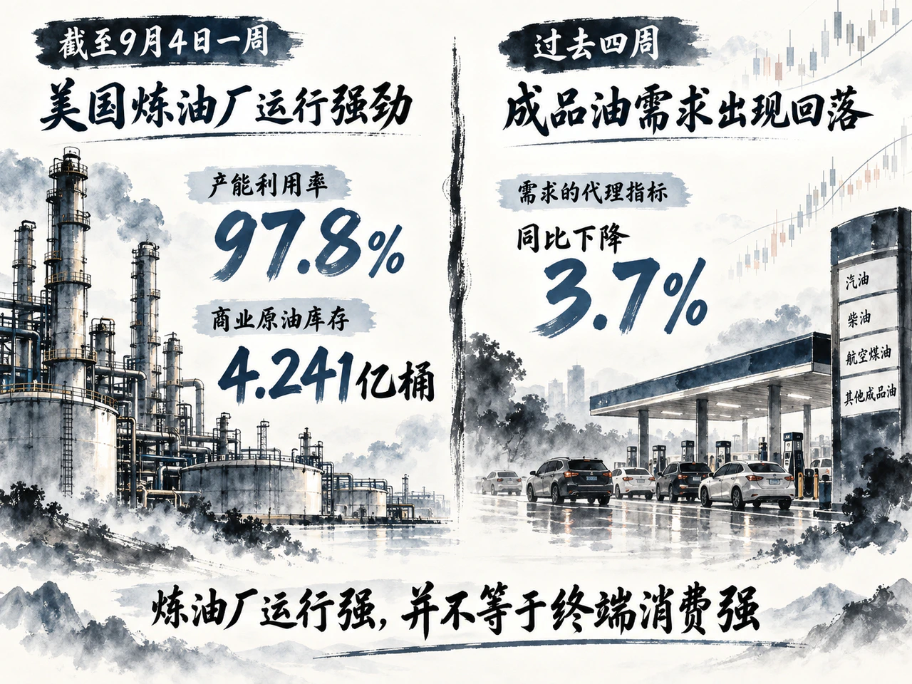 炼油活动强劲，需求走弱仍是制约