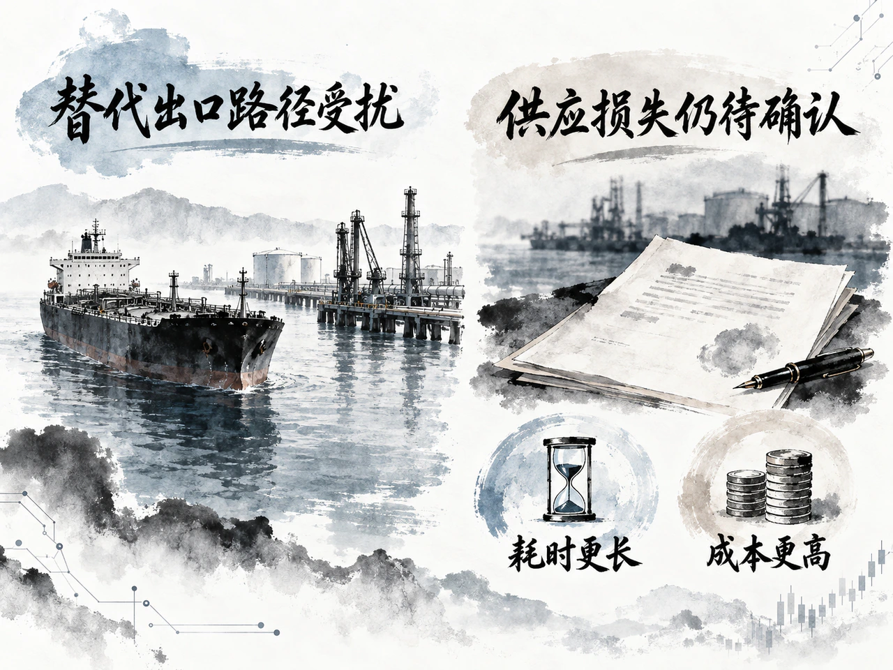 替代运输路线面临设施风险,供应损失仍待确认。