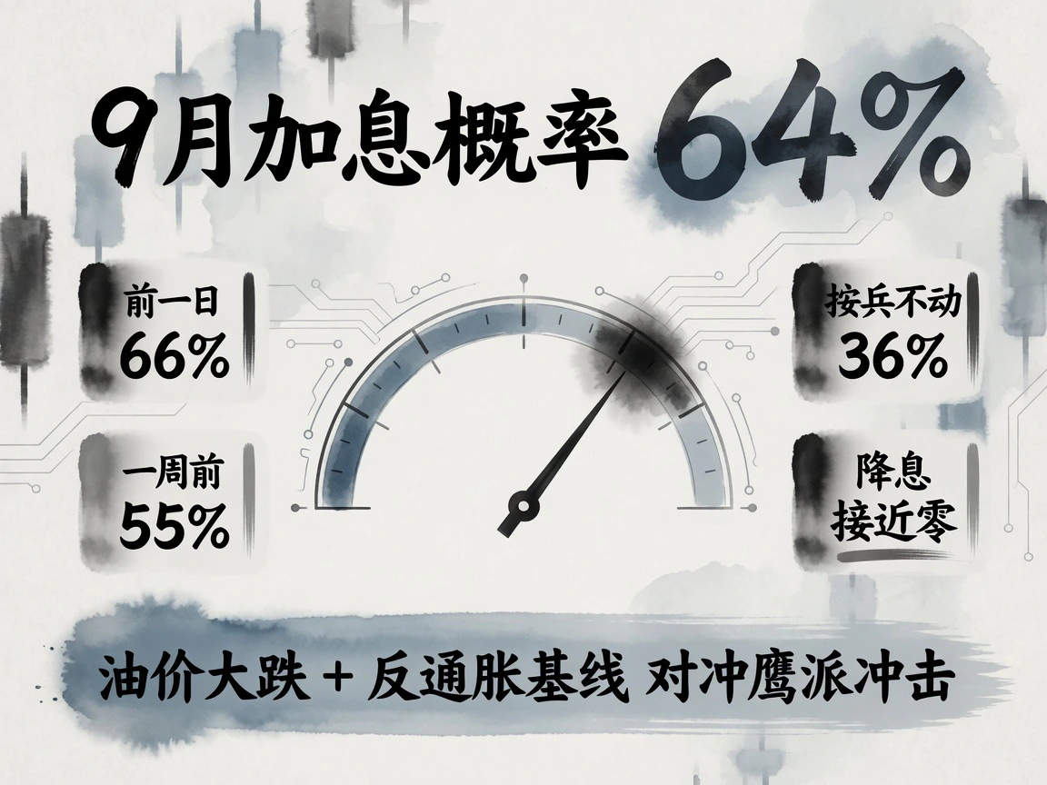 9月加息概率64%,前一日66%,一周前55%,按兵不动36%