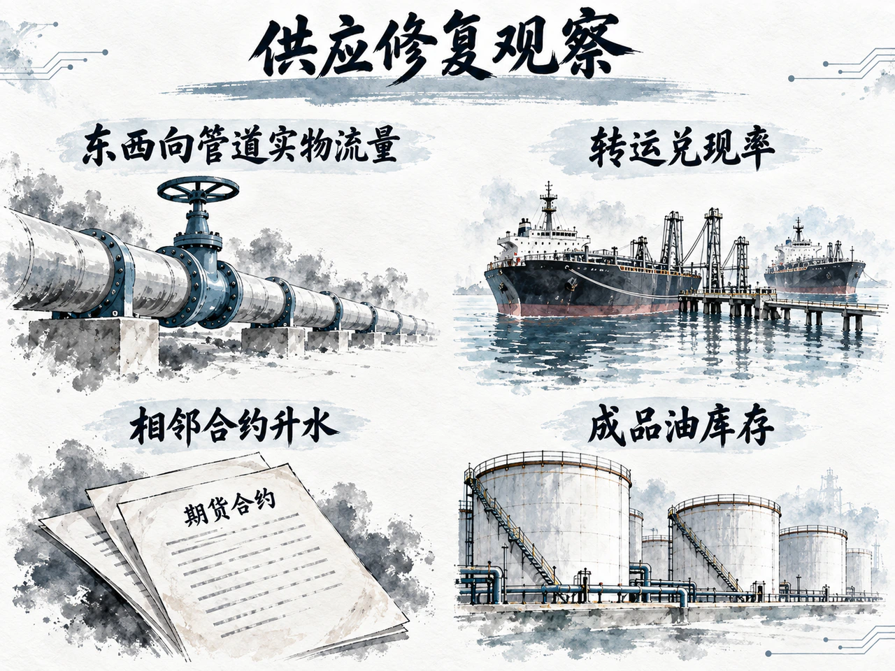 后续观察聚焦管道、转运、跨期升水与成品油库存。